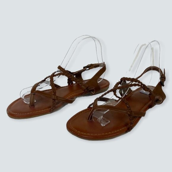 Mia Dannie Gladiator‎ Sandals Brown Braided Size 9 Flat Bohemian Boho Strappy - Picture 12 of 12